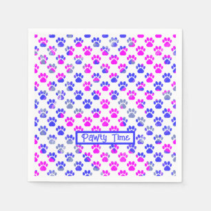 Serviette En Papier Silhouette de Patte d'Animal Papier Bleu Rose pour