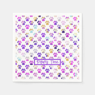 Serviette En Papier Silhouette de Patte d'Animal Papier Violet Rose po