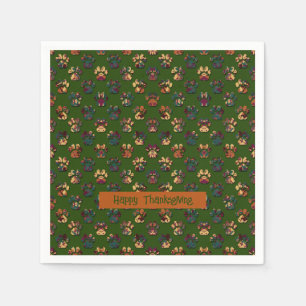 Serviette En Papier Silhouette de patte d'animal Thanksgiving Pawty ve
