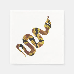 Serviette En Papier Silhouette de serpent marron et or