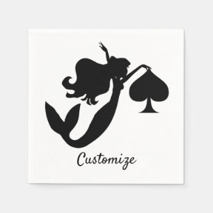 Serviette En Papier Silhouette de sirène noire Thunder_Cove