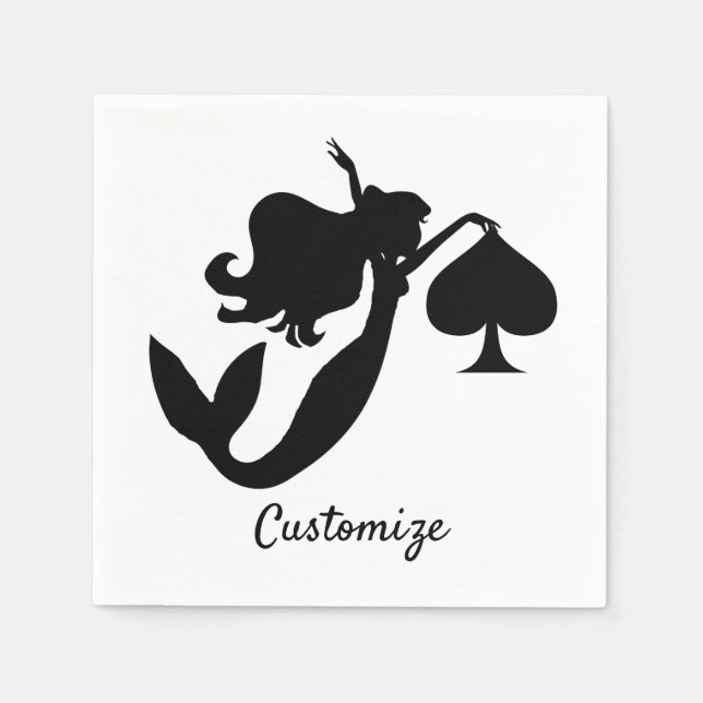 Serviette En Papier Silhouette de sirène noire Thunder_Cove (Devant)