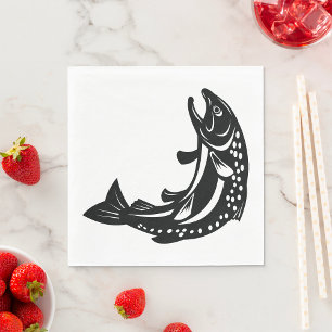Serviette En Papier Silhouette de truite sautante