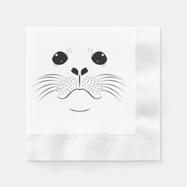 Serviette En Papier Silhouette de visage de phoque (Devant)