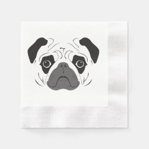 Serviette En Papier Silhouette de visage de Pug