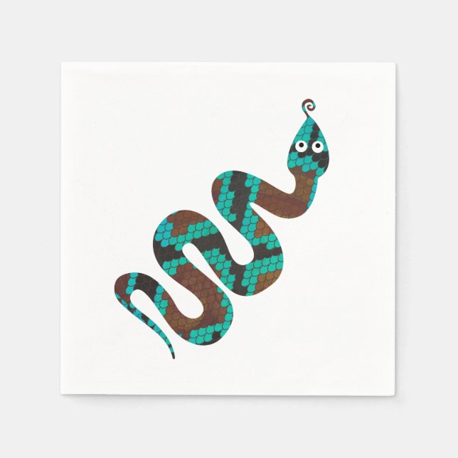 Serviette En Papier Silhouette d'impression Brown et Turquoise de serp (Devant)