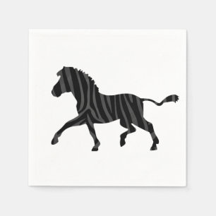 Serviette En Papier Silhouette d'impression en noir et gris Zebra