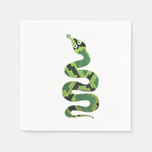 Serviette En Papier Silhouette d'impression en noir et vert serpent