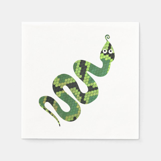 Serviette En Papier Silhouette d'impression en noir et vert serpent (Devant)