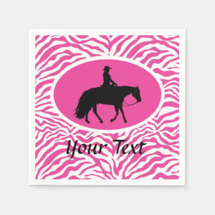 Serviette En Papier Silhouette du Cheval de plaisance de l'Ouest noir