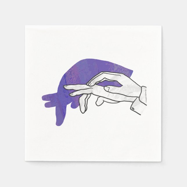Serviette En Papier Silhouette main Anteater violet (Devant)