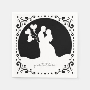 Serviette En Papier Silhouette Mariage Couple Papier blanc serviettes