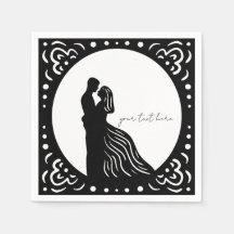 Silhouette Mariage Couple Papier noir serviettes