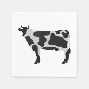 Serviette En Papier Silhouette noir et blanc de la vache