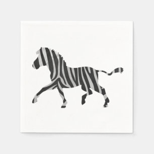 Serviette En Papier Silhouette noir et gris clair Zebra
