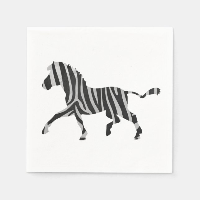 Serviette En Papier Silhouette noir et gris clair Zebra (Devant)