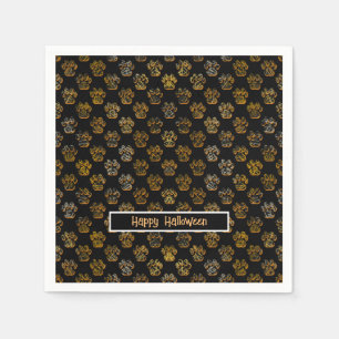 Serviette En Papier Silhouette Paw Animal Halloween Pawty Black