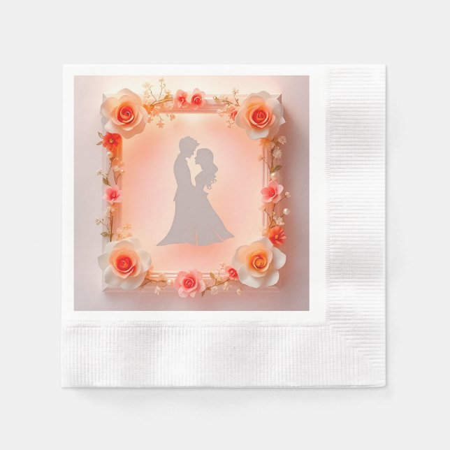 Serviette En Papier Silhouette romantique d'un couple (Devant)