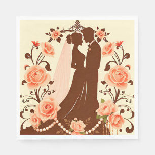 Serviette En Papier Silhouette romantique d'un couple