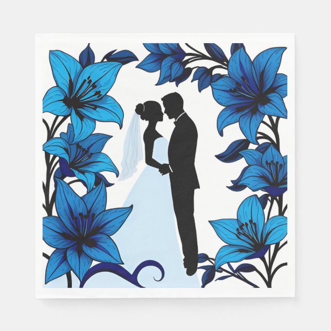 Serviette En Papier Silhouette romantique d'un couple (Devant)