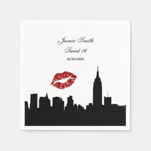 Serviette En Papier Silhouette Skyline NYC, ESB 1 BW