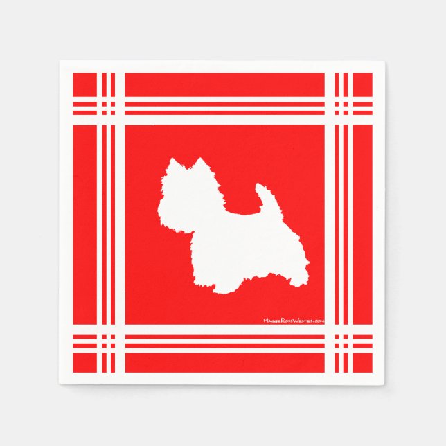 Serviette En Papier Silhouette Westie Rouge (Devant)
