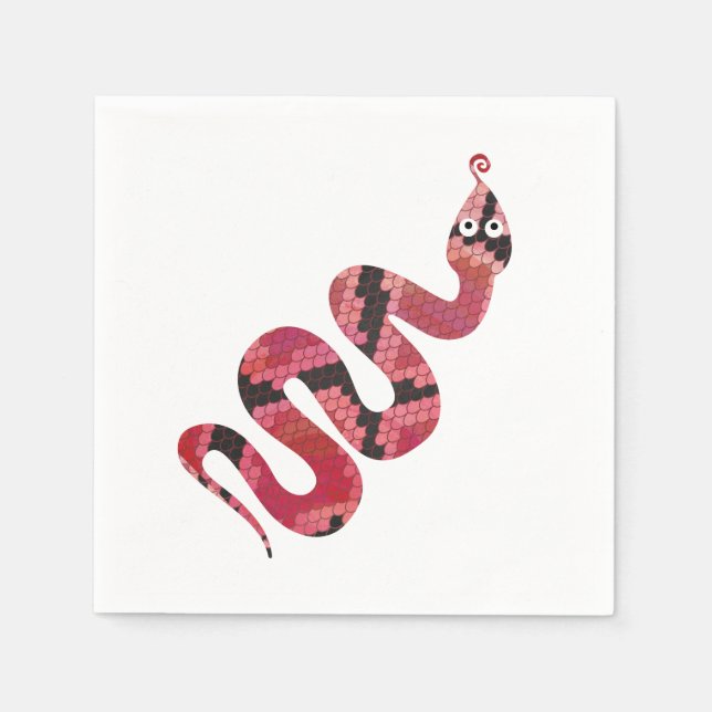 Serviette En Papier Silhouettes noires et rouges du serpent (Devant)