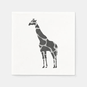 Serviette En Papier Silhoutte noir et gris de girafe