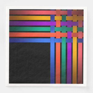 Serviette En Papier Silk ribbons lines black background pattern