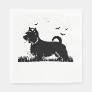Serviette En Papier Silky Terrier Chien � Halloween Lune Silhouette Cl