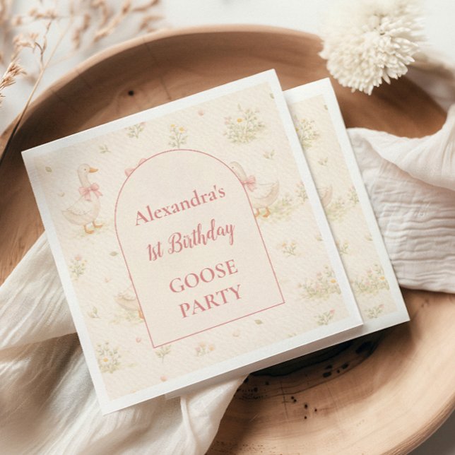 Serviette En Papier Silly Goose 1st Birthday Baby Shower (Créateur téléchargé)