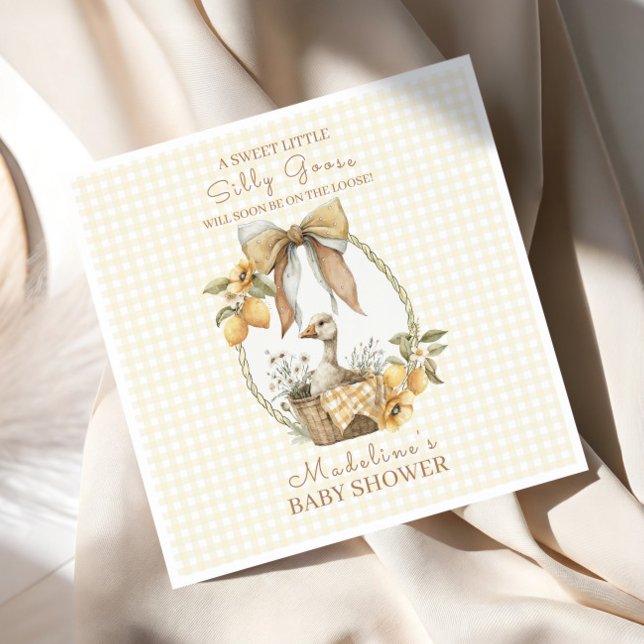 Serviette En Papier Silly Goose Lemon Watercolor Baby Shower (Créateur téléchargé)