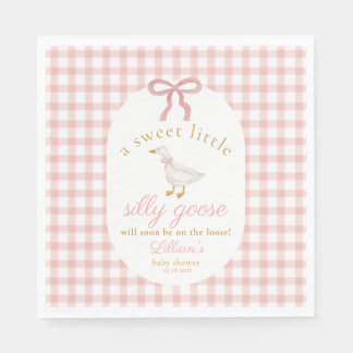 Serviette En Papier Silly Goose Pink Gingham Girl Cottage Baby Shower 