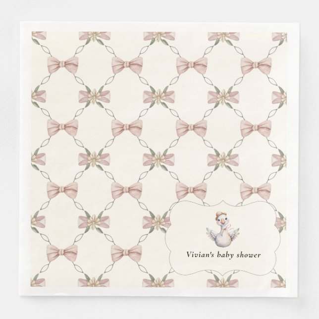 Serviette En Papier Silly Goose Preppy Bow Baby Shower (Devant)
