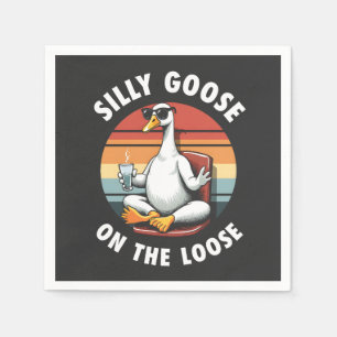 Serviette En Papier Silly Goose sur Loose Meditation Yoga Retro