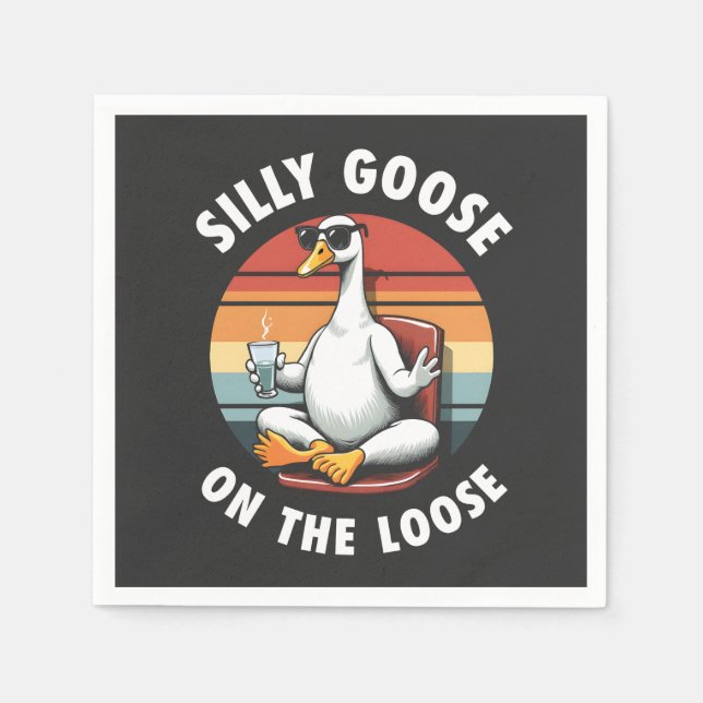 Serviette En Papier Silly Goose sur Loose Meditation Yoga Retro (Devant)
