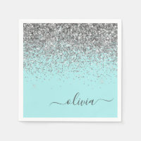 Silver Aqua Turquoise Blue Girl Parties scintillan