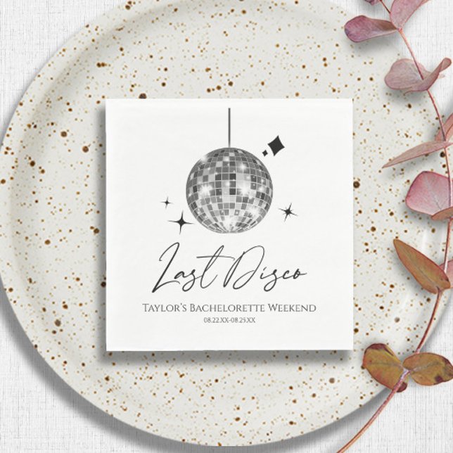 Serviette En Papier Silver Disco Ball Dernière Disco Bachelorette Part (Créateur téléchargé)