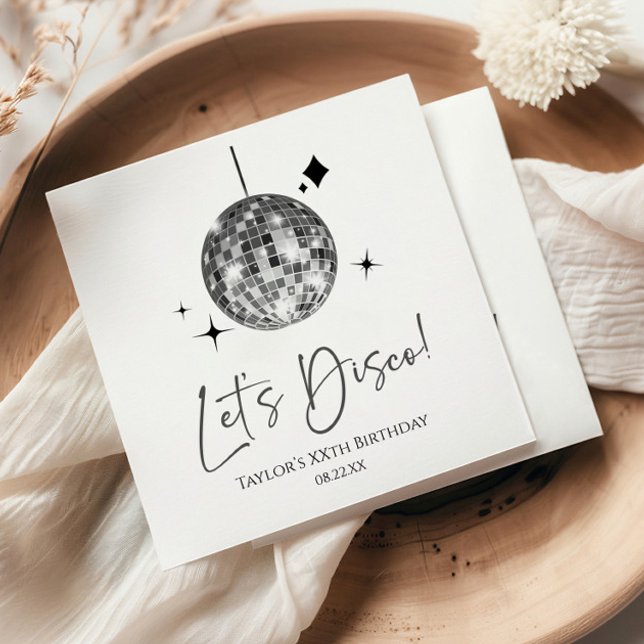 Serviette En Papier Silver Disco Ball Let's Disco fête d'anniversaire (Créateur téléchargé)