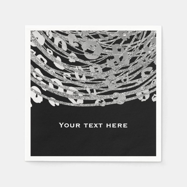 Serviette En Papier Silver Glam Cheetah Print Exotic Print Party (Devant)