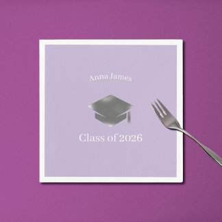 Serviette En Papier  Silver Grad  Cap  in  Dusty  Lavender 