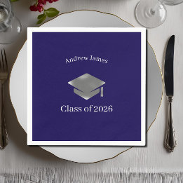 Serviette En Papier  Silver Graduation Cap -Class of 2026