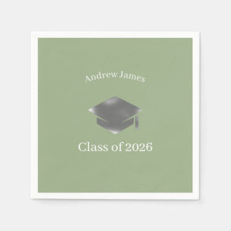 Serviette En Papier  Silver Graduation Cap -Class of 2026= no3