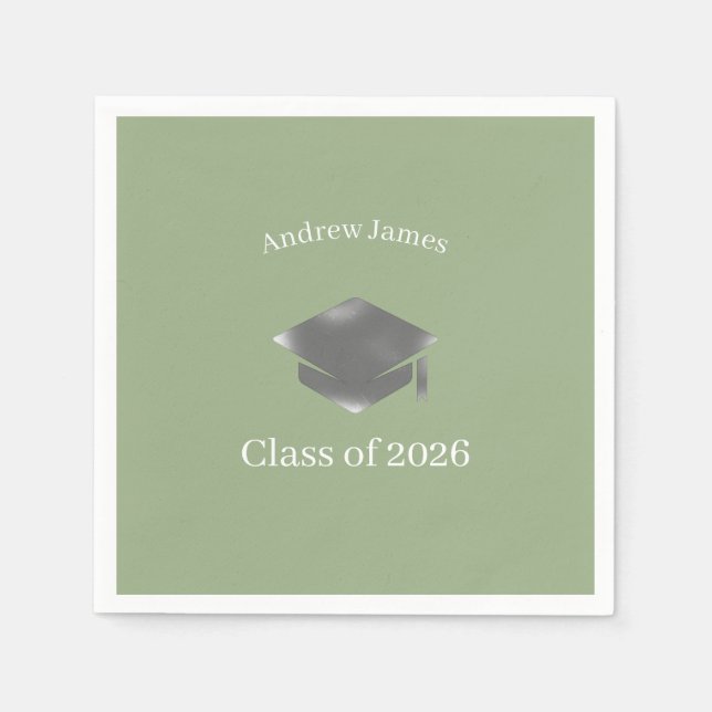 Serviette En Papier  Silver Graduation Cap -Class of 2026= no3 (Devant)
