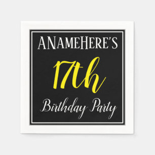 Serviette En Papier Simple, 17ème fête d'anniversaire avec nom personn
