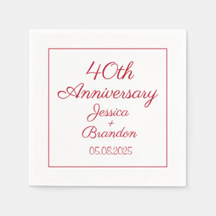 Serviette En Papier Simple 40ème anniversaire du Mariage de rubis roug