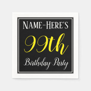 Serviette En Papier Simple, 99e fête d'anniversaire avec nom personnal