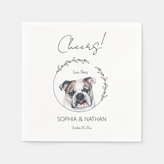Serviette En Papier Simple anglais Bulldog Mariage Cocktail (Devant)