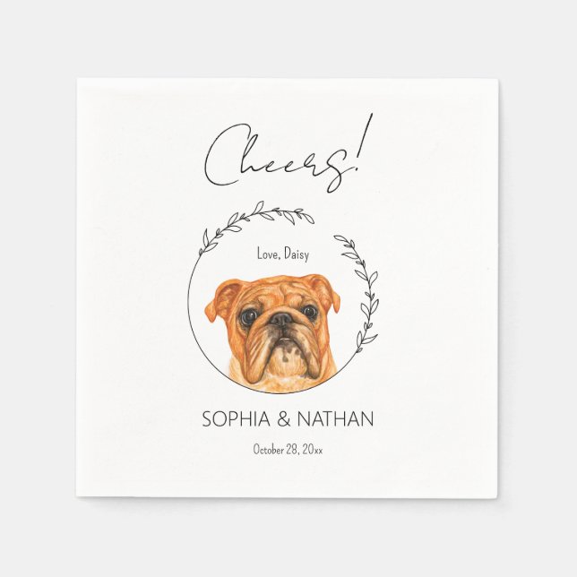 Serviette En Papier Simple anglais Bulldog Mariage Cocktail (Devant)