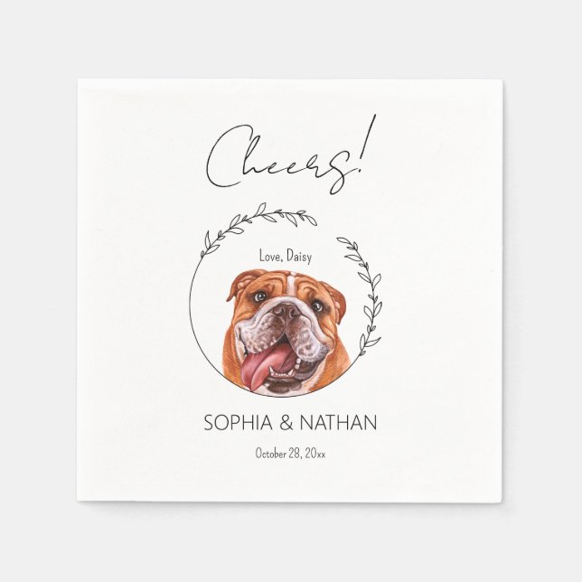 Serviette En Papier Simple anglais Bulldog Mariage Cocktail (Devant)